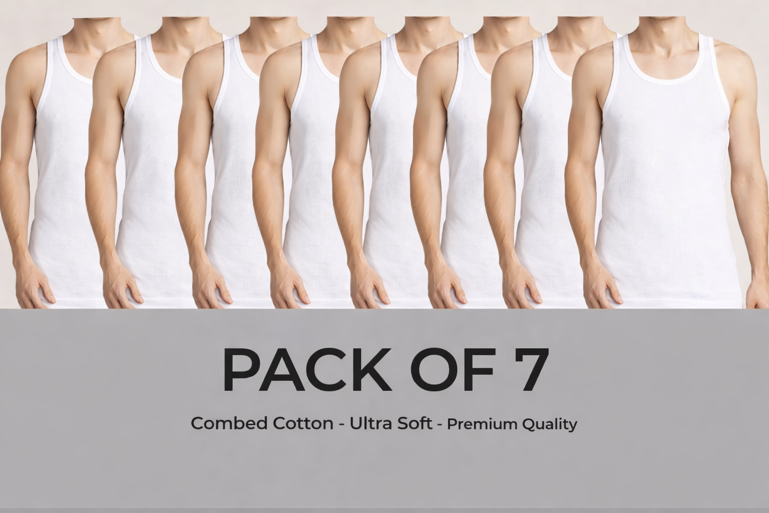 Pack of 7 Cotton Banyan Vests for Men & Boys – Premium Breathable Sleeveless Inner Wear